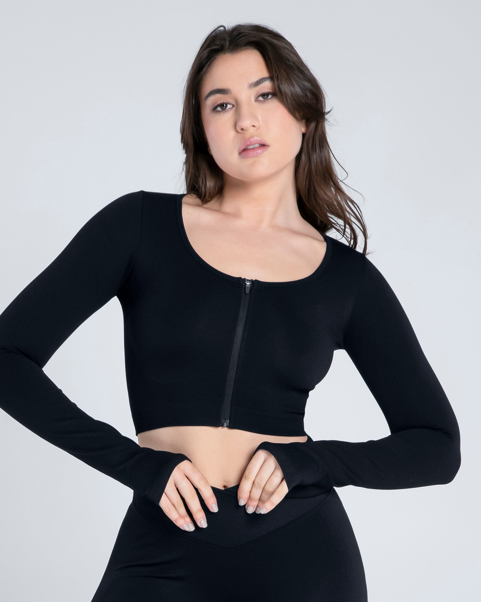 Sustainable Seamless Long Sleeve Crop Top, Blue
