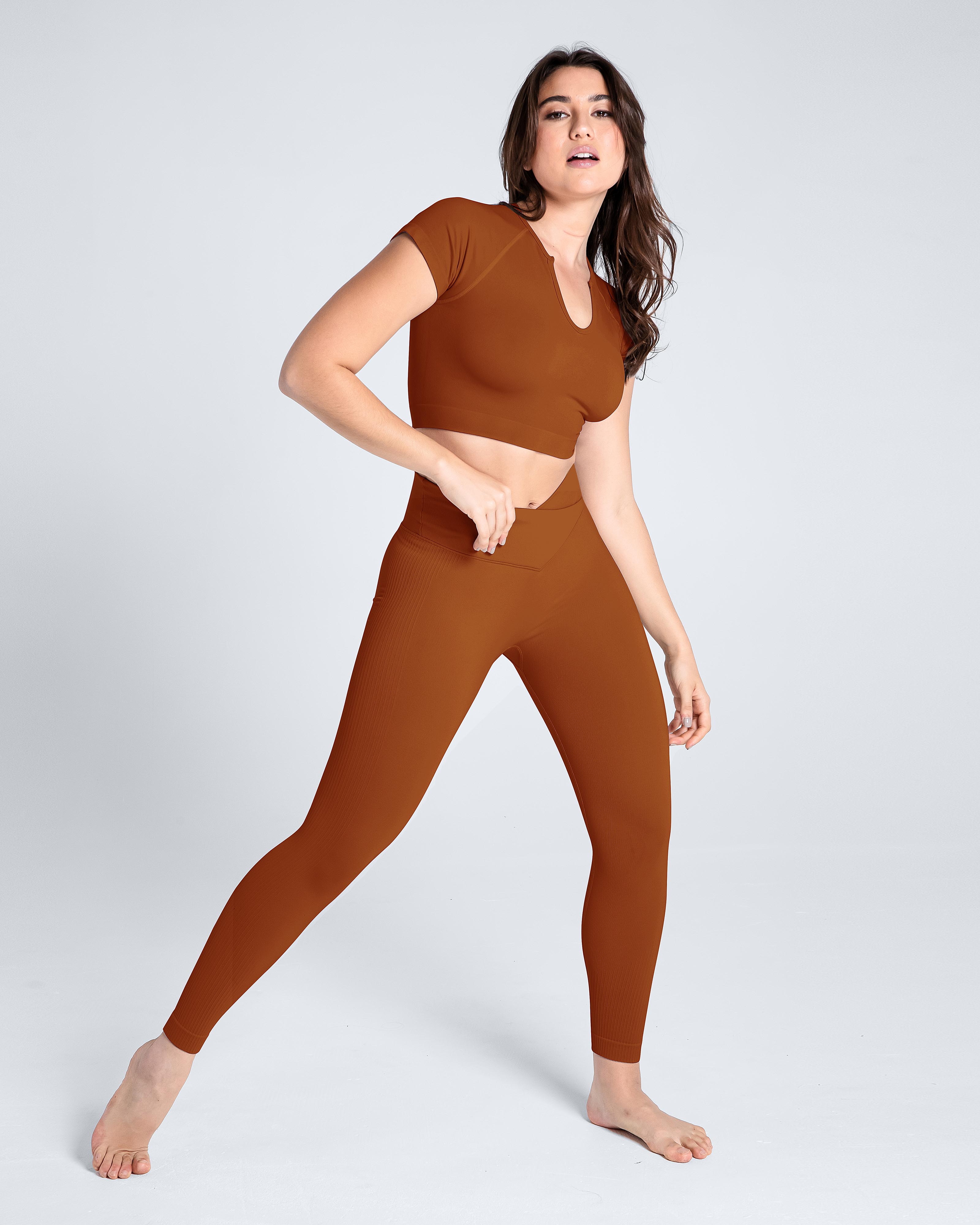 Premium Seamless V-neck Crop Top & Leggings Set - Cosmolle