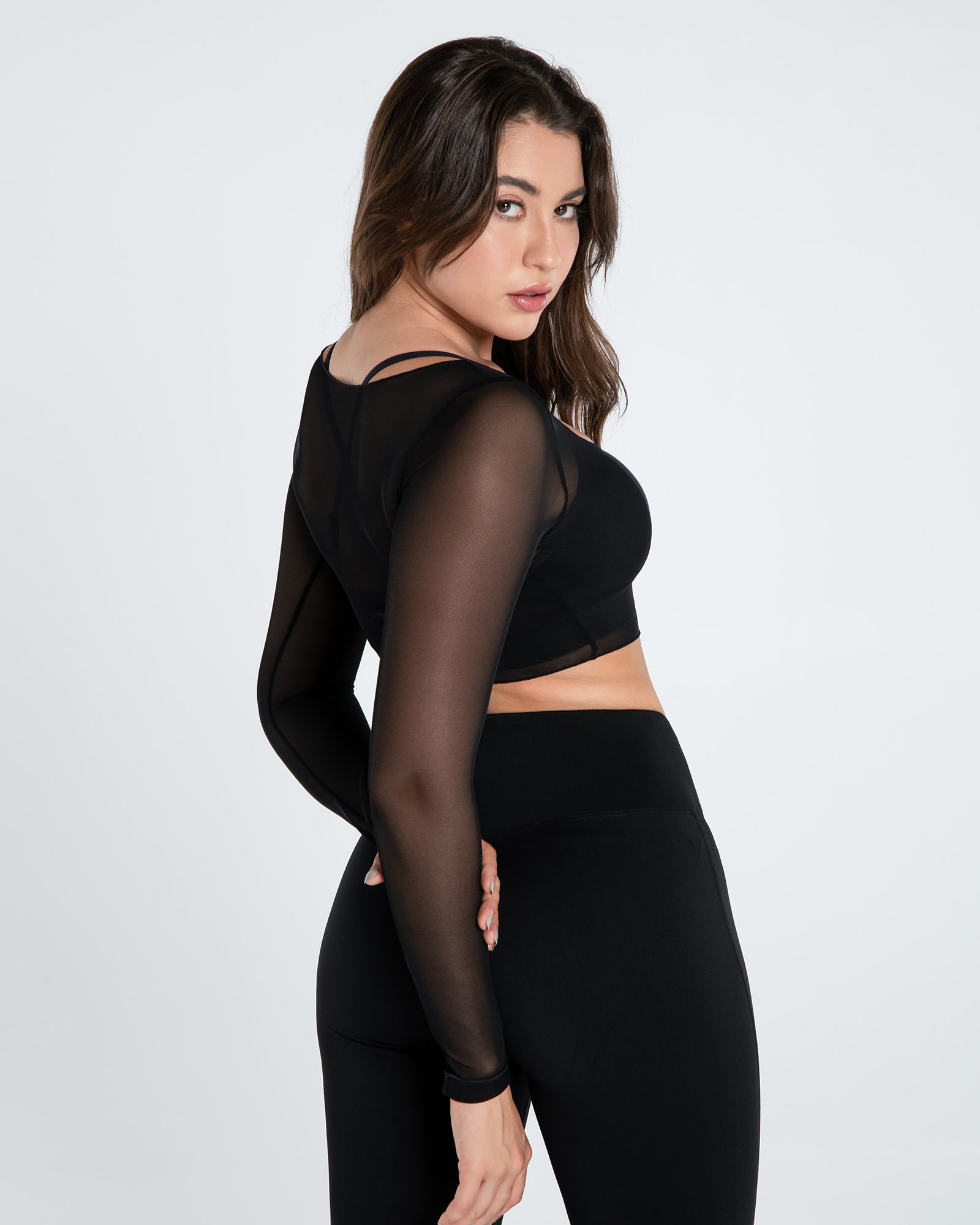 Move Free Mesh Long Sleeve Crop Top - Cosmolle