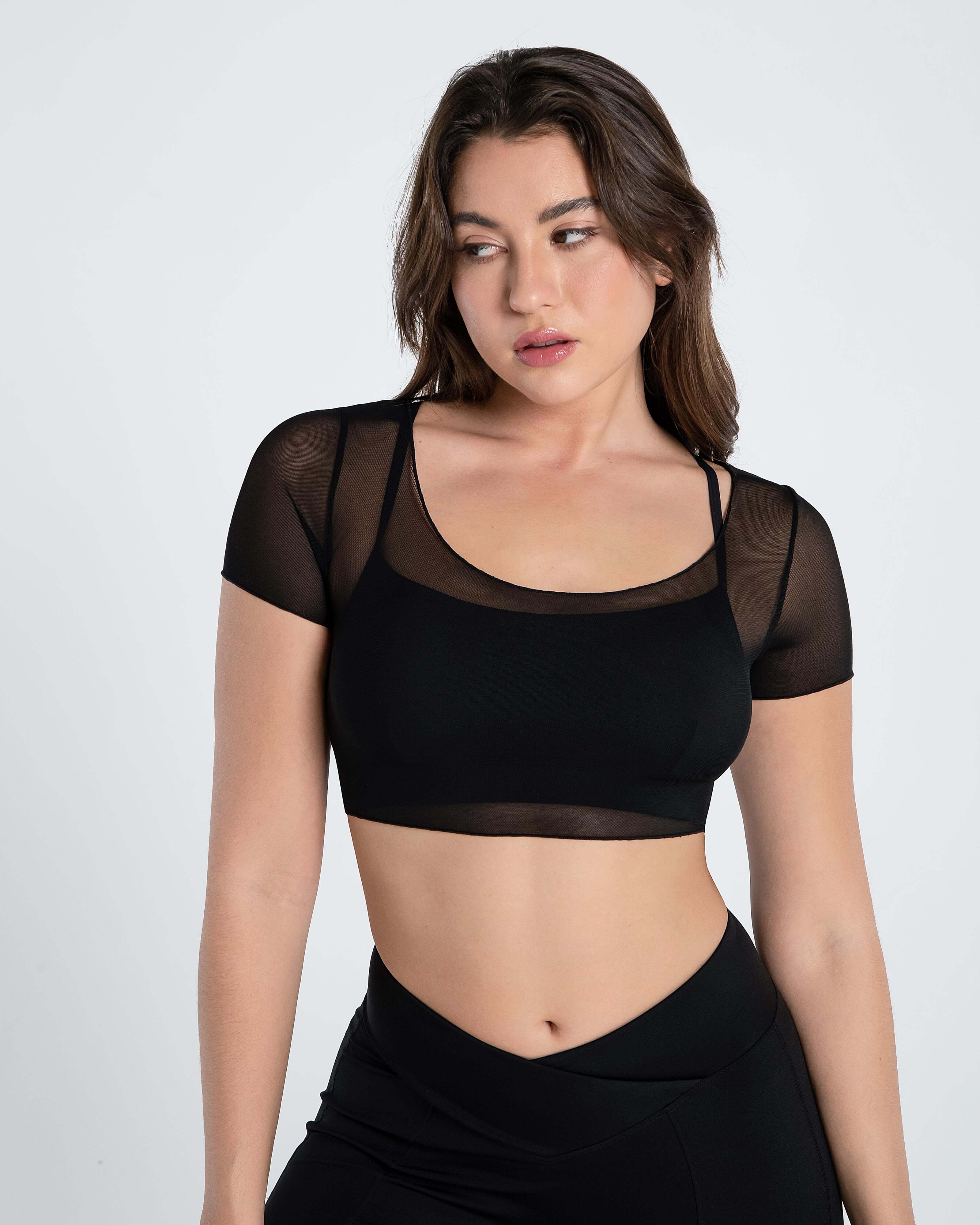 Move Free Mesh Short Sleeve Crop Top - Cosmolle