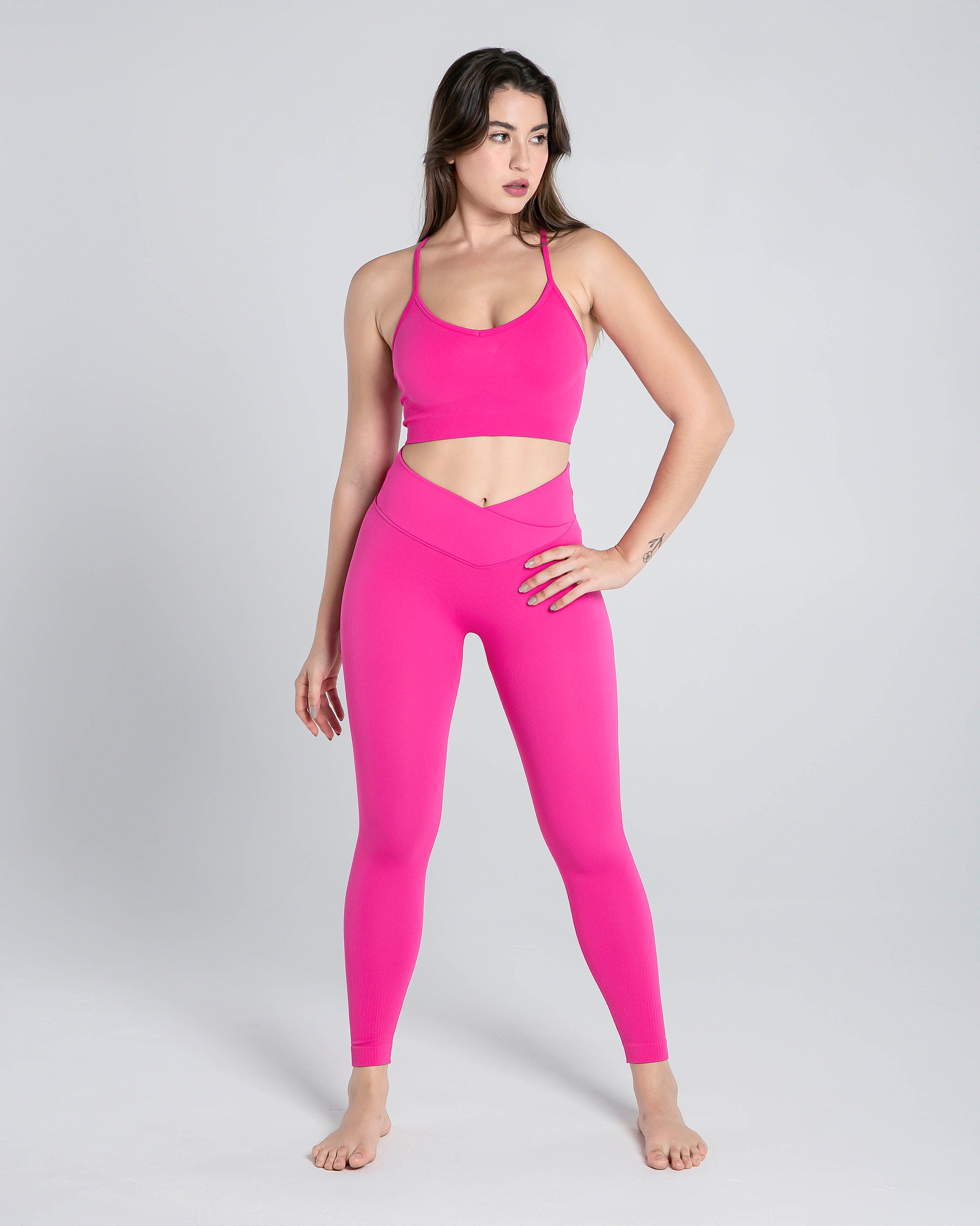 RXRXCOCO Seamless Crossover Leggings High Waisted Rear-Lifting