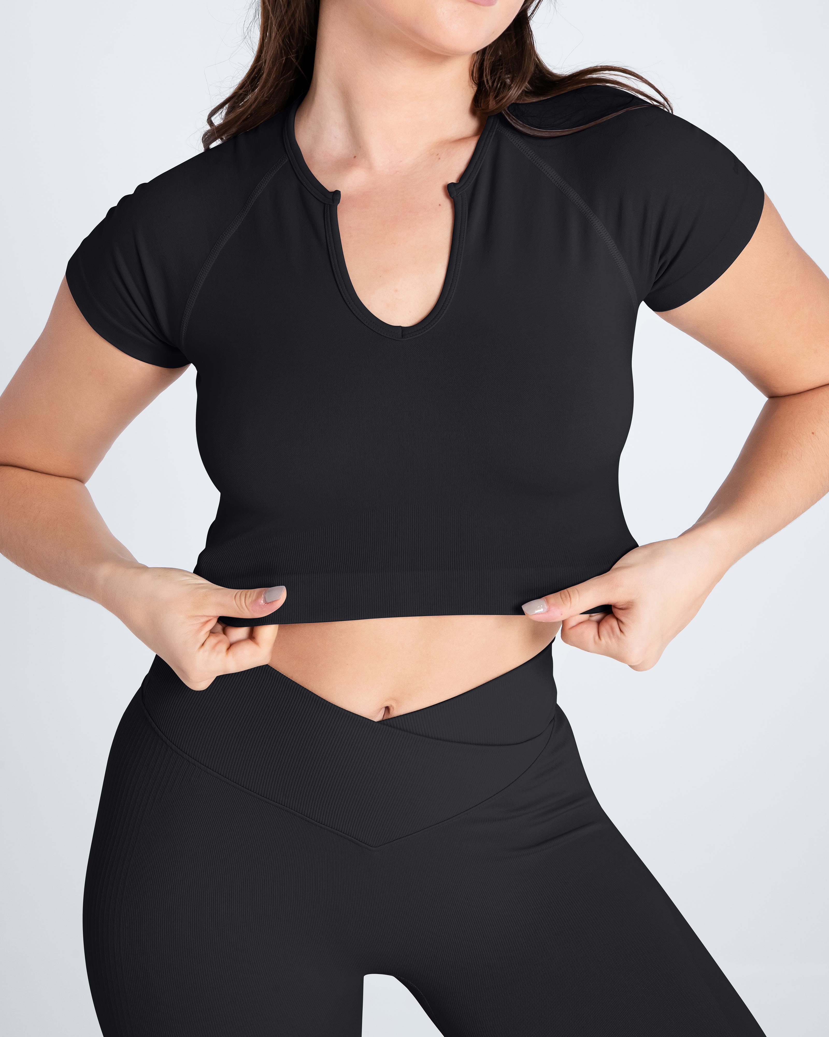 Premium Seamless V-neck Crop Top - Cosmolle