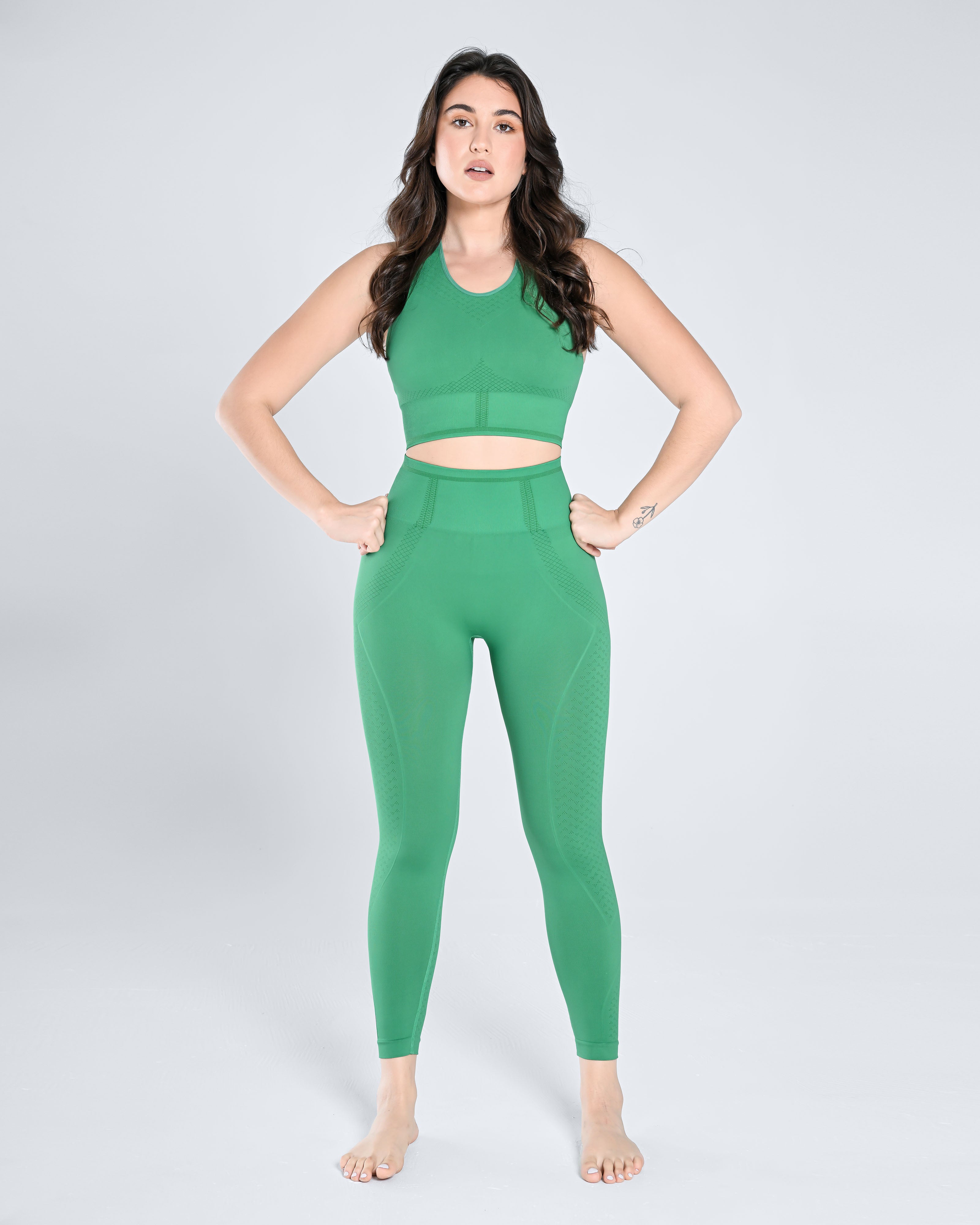 Seamless Bra & High-Waist Legging Set - Lettuce - Cosmolle