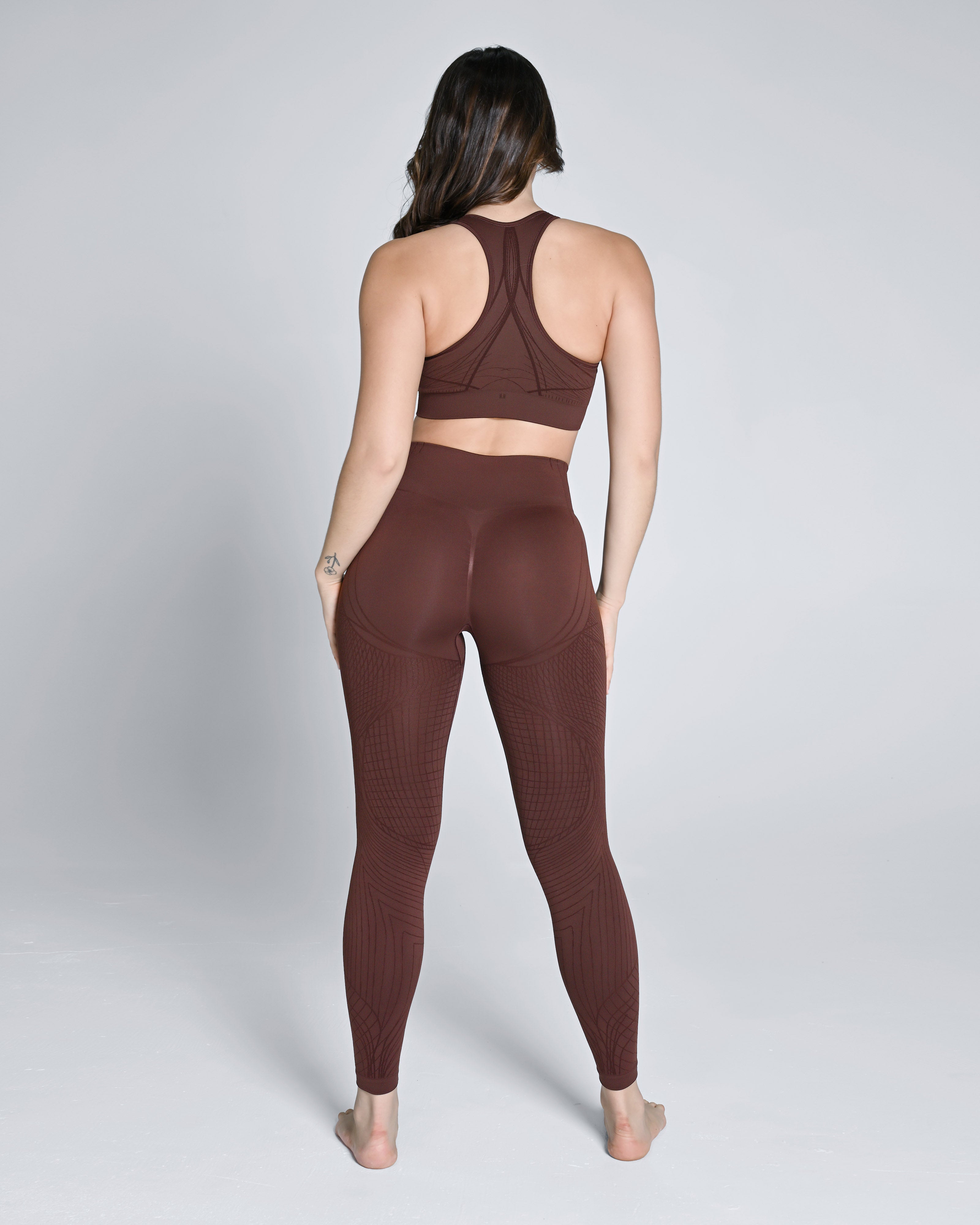 Seamless Crop Tank & Leggings Set - Chestnut Brown - Cosmolle