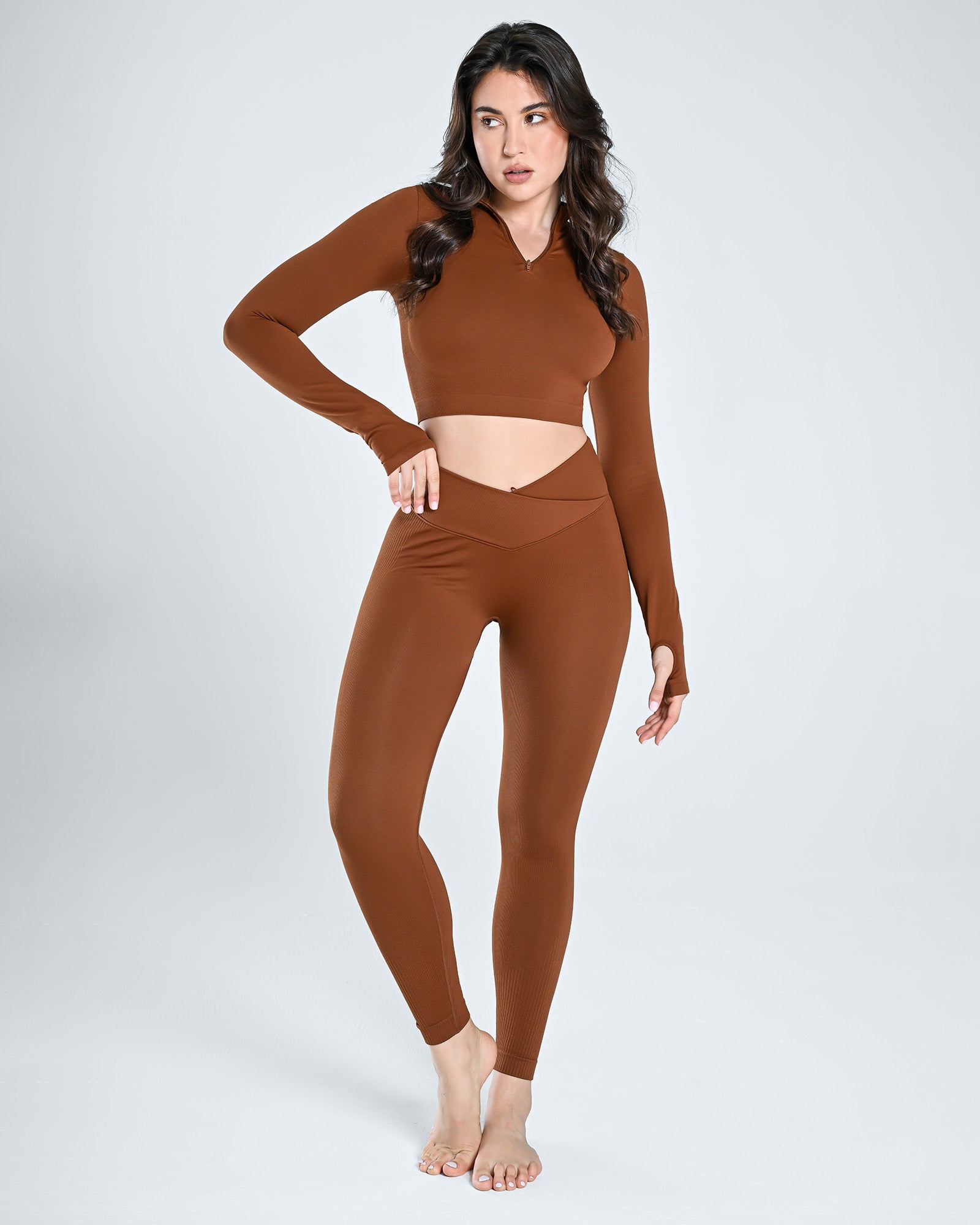 Seamless Half Zip Long Sleeve Top - Cosmolle