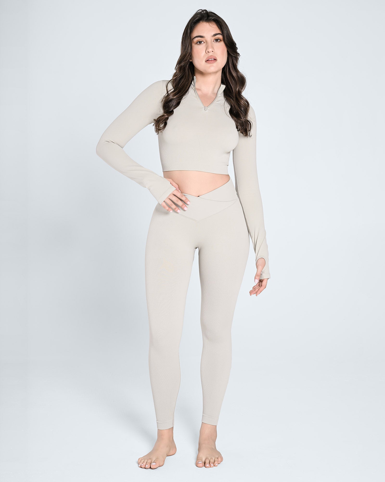 Seamless Half Zip Long Sleeve Top - Cosmolle