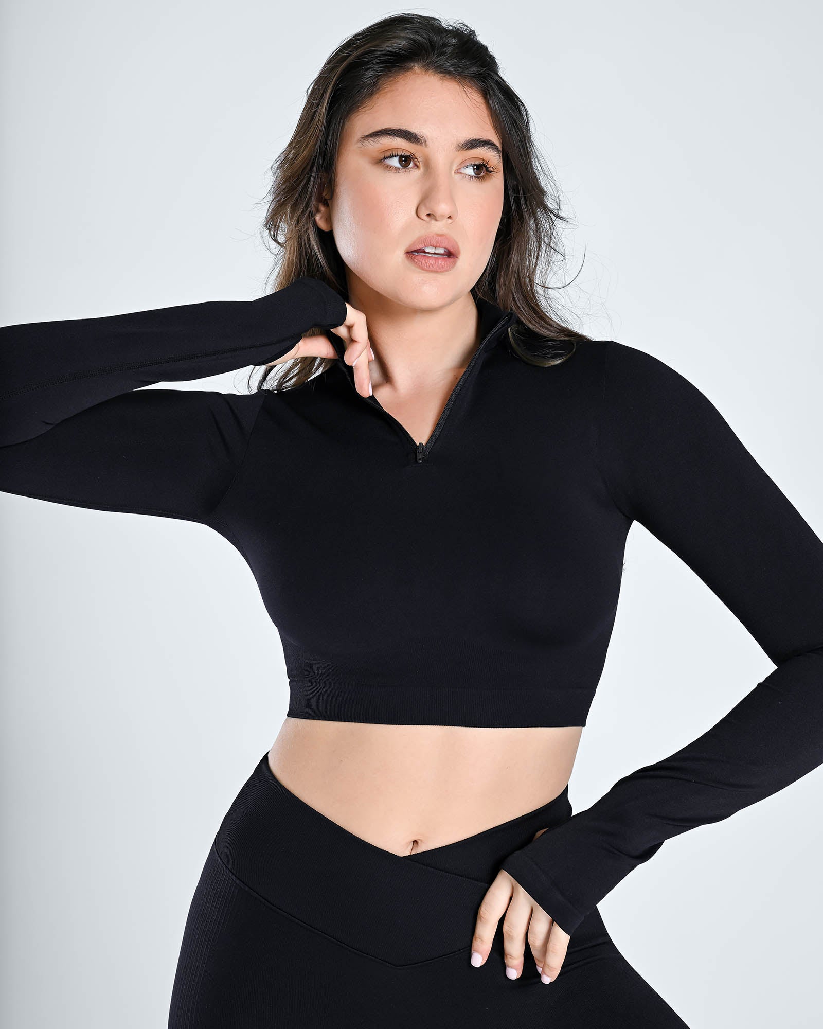 Seamless Half Zip Long Sleeve Top - Cosmolle