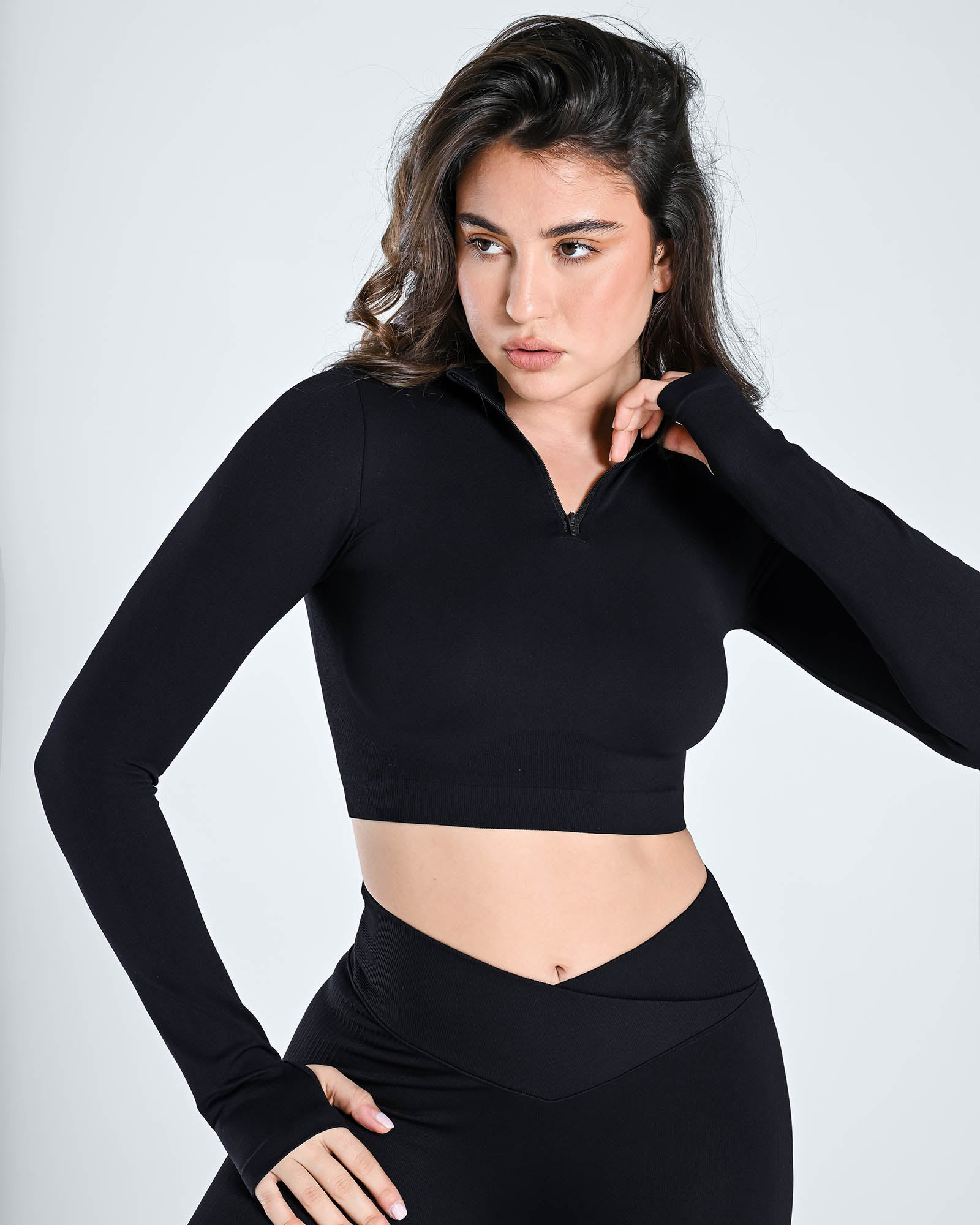 Seamless Half Zip Long Sleeve Top - Cosmolle