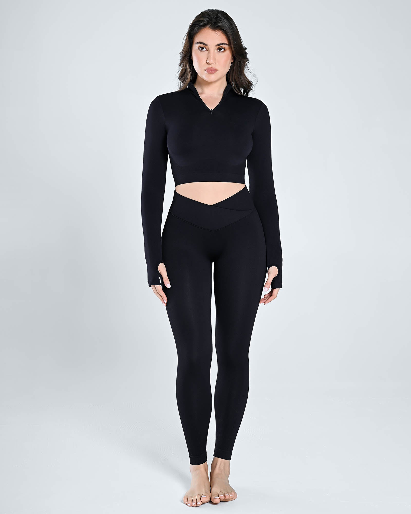 Seamless Half Zip Long Sleeve Top - Cosmolle