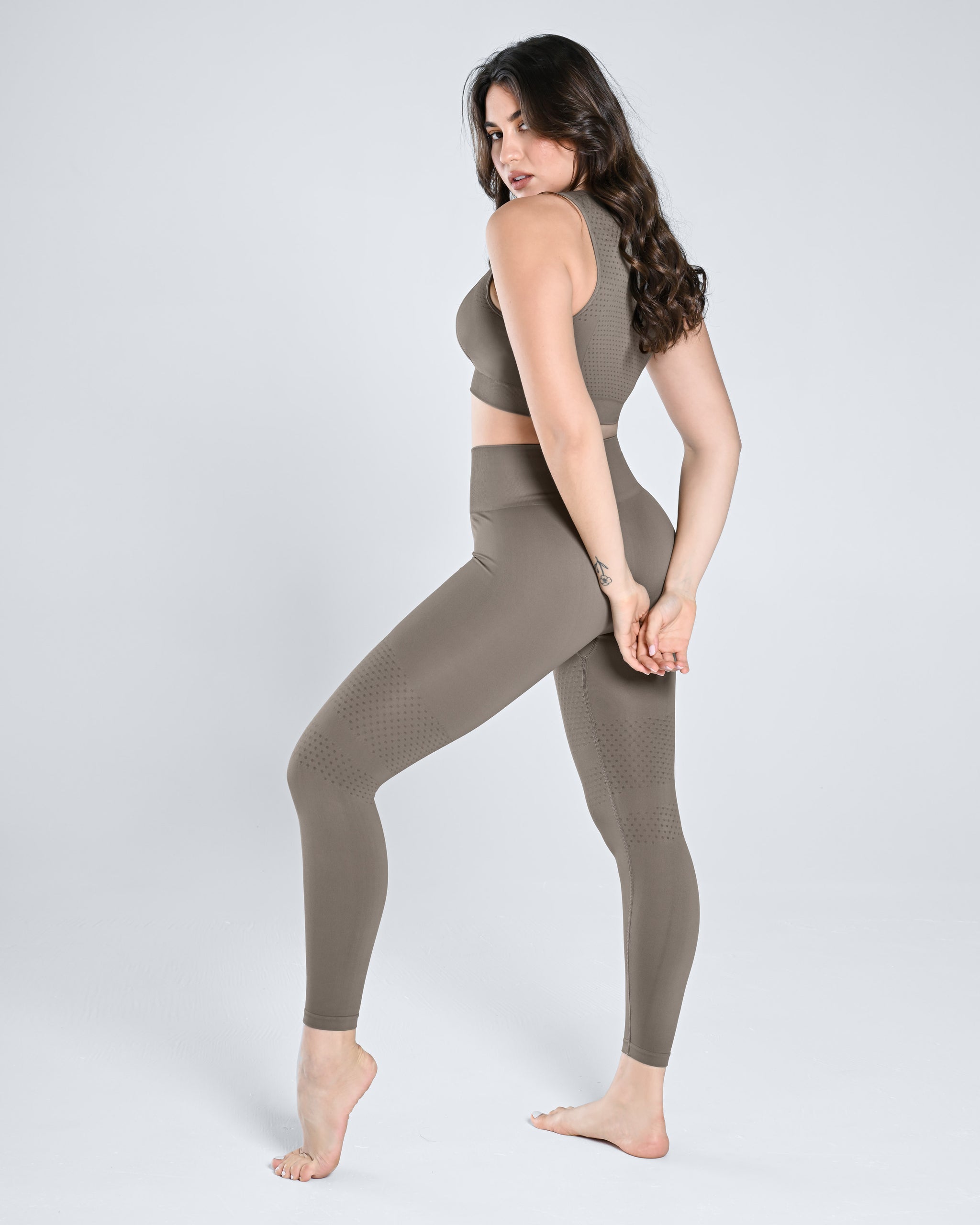 Seamless Ribbed Crop Top and Leggings Sets TW2116 - twinall