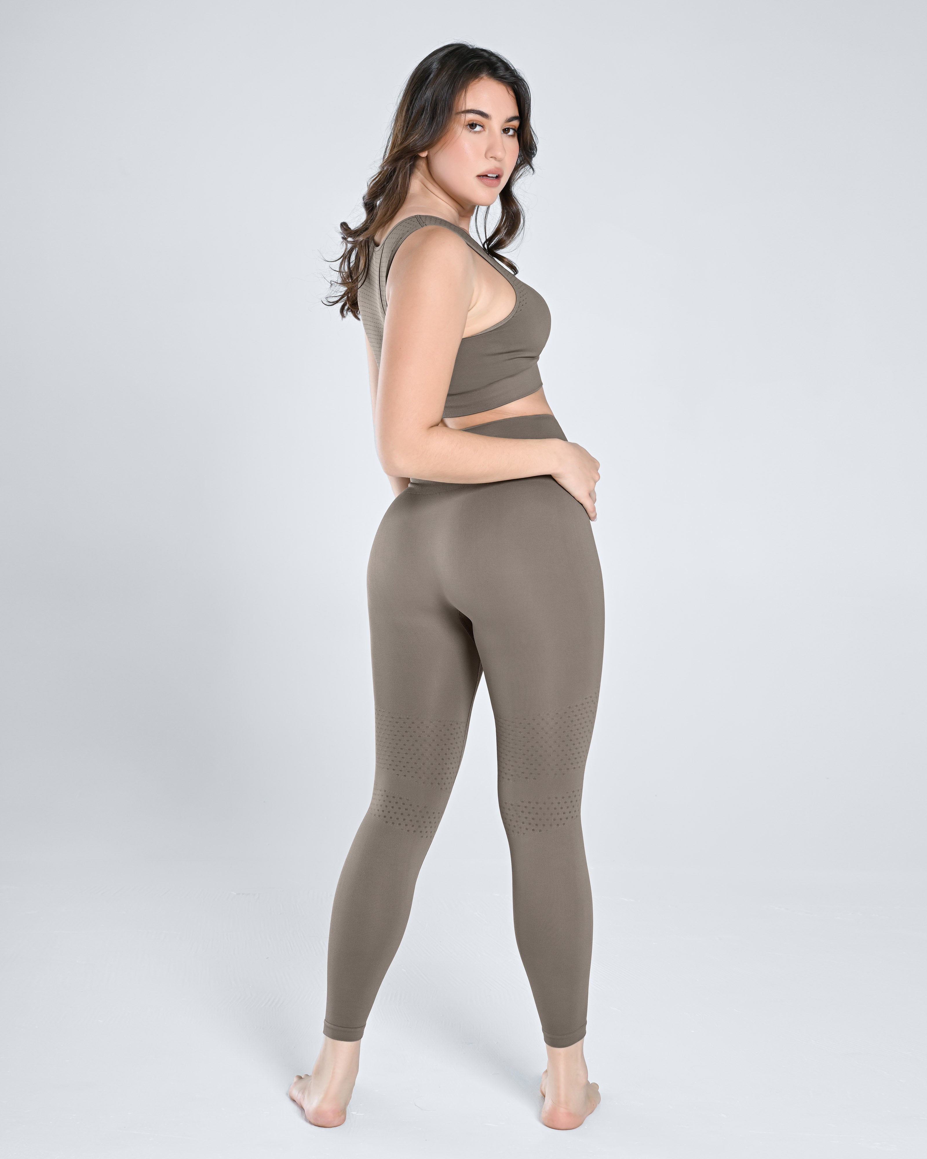 Seamless Tank Top & Legging Set - Dusty Gray - Cosmolle