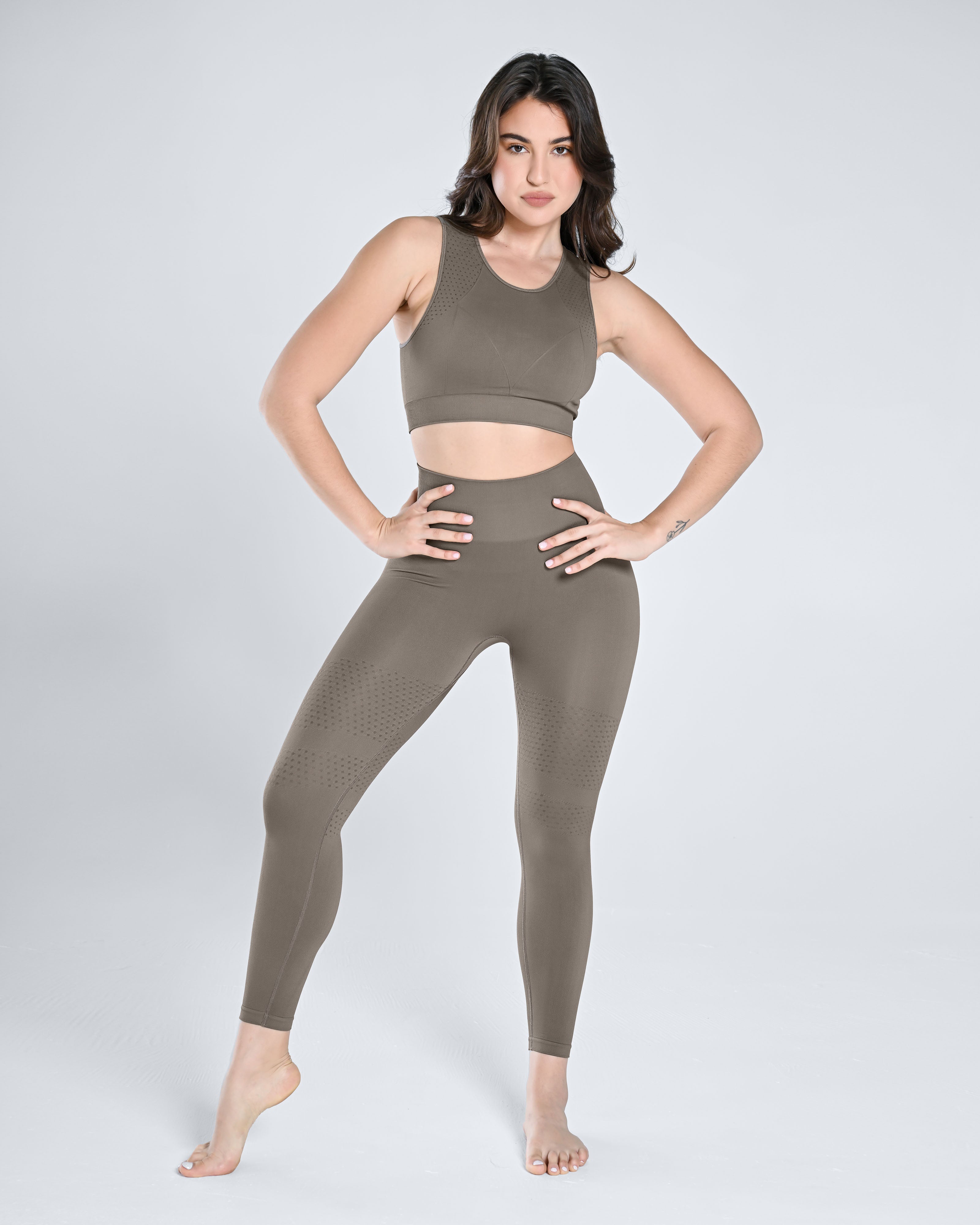 Seamless Tank Top & Legging Set - Dusty Gray - Cosmolle